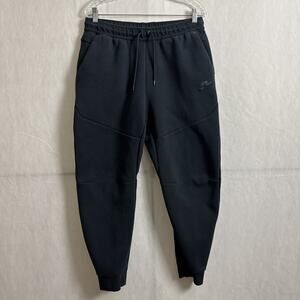 Nike Men's Size Large Black Cotton Blend Tech Fleece Jogger Pants CU4495-010
